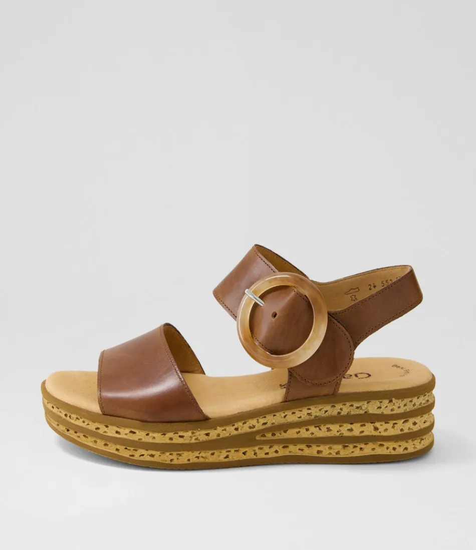 Women GABOR Comfort<Jale Peanut Leather Sandals