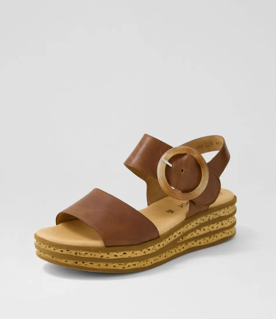 Women GABOR Comfort<Jale Peanut Leather Sandals