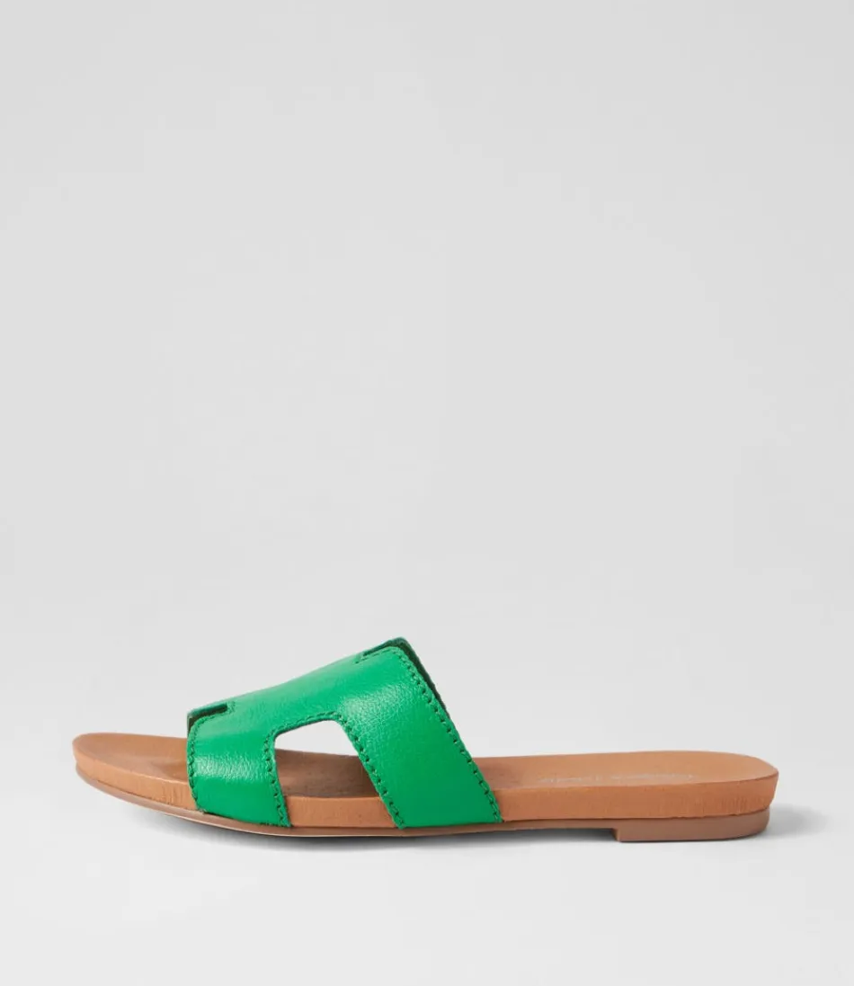 Women DJANGO & JULIETTE Flats<Jamel Bright Emerald Leather Slides