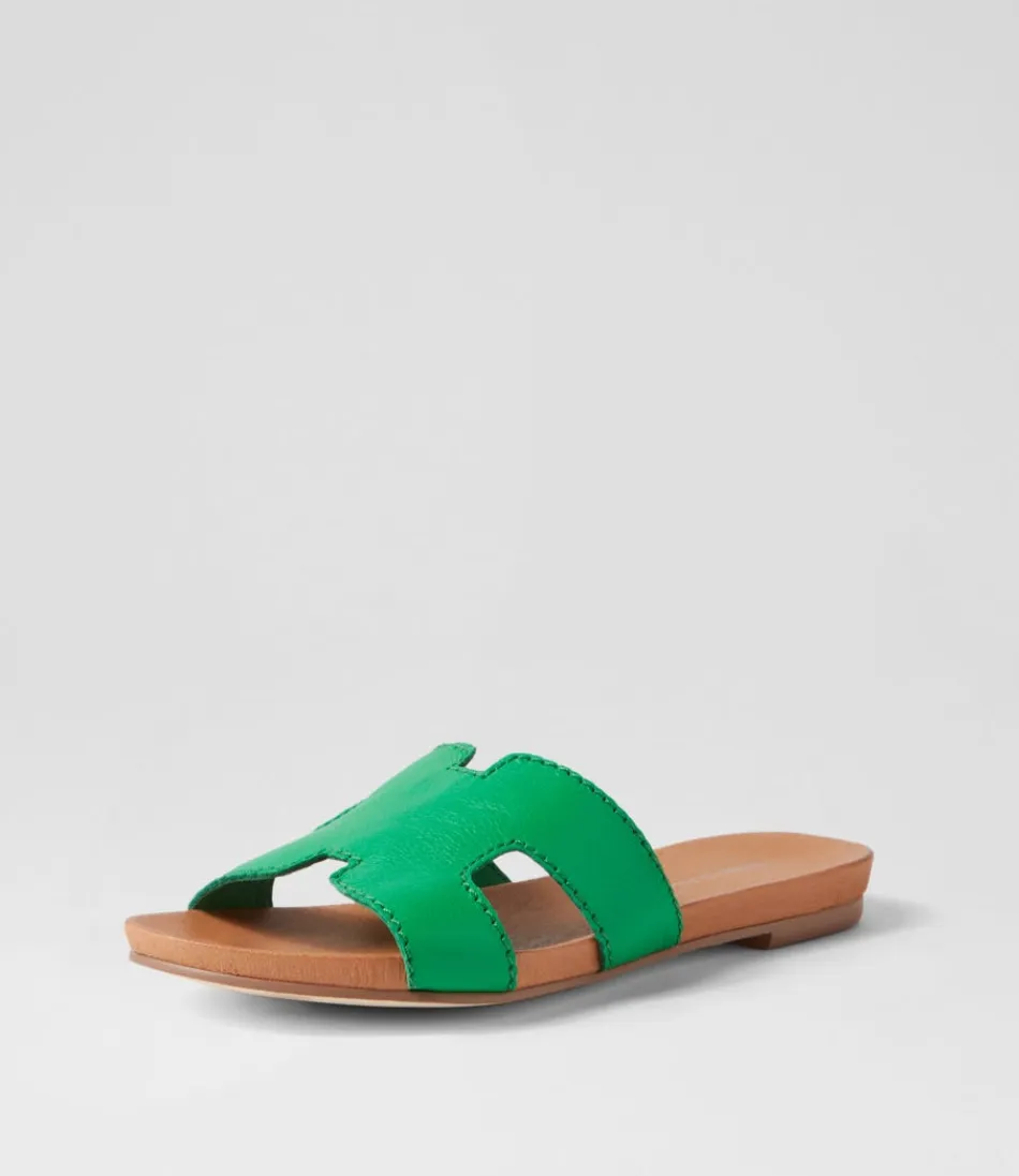 Women DJANGO & JULIETTE Flats<Jamel Bright Emerald Leather Slides