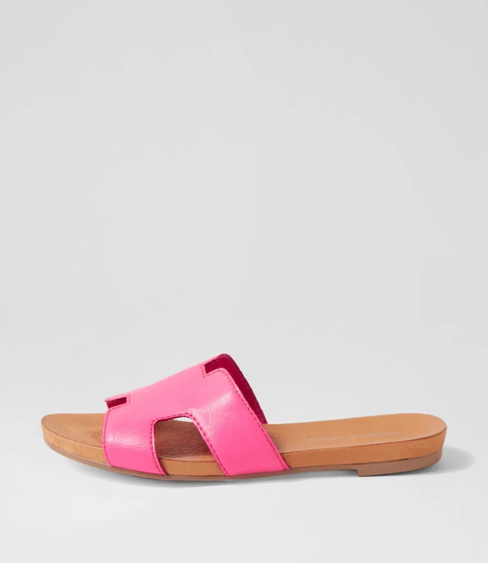 Women DJANGO & JULIETTE Flats<Jamel Hot Pink Leather Slides