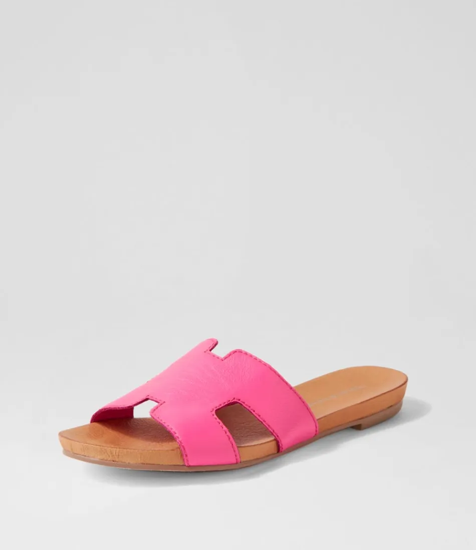 Women DJANGO & JULIETTE Flats<Jamel Hot Pink Leather Slides