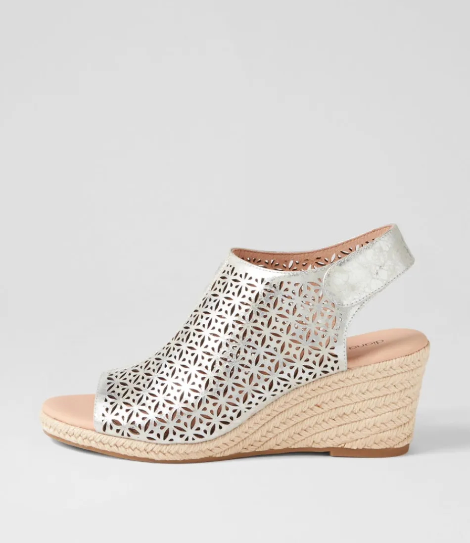 Women DIANA FERRARI Espadrilles<Jamm Silver Wash Leather Sandals