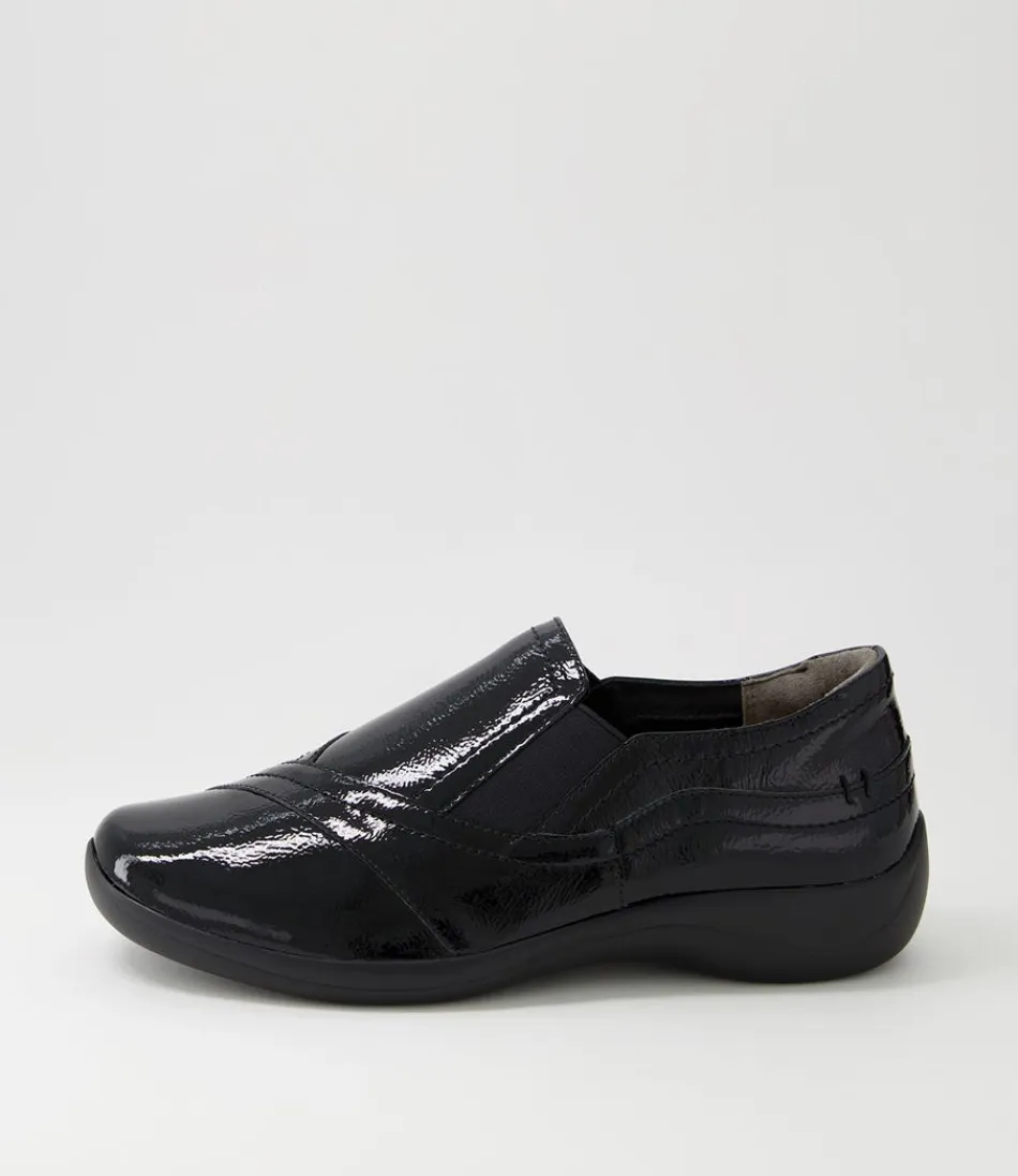 Women ZIERA Comfort<Java Xf Black Patent Leather Flat Shoes