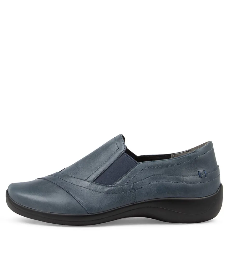 Women ZIERA Comfort<Java Xf Navy Leather Slip Ons