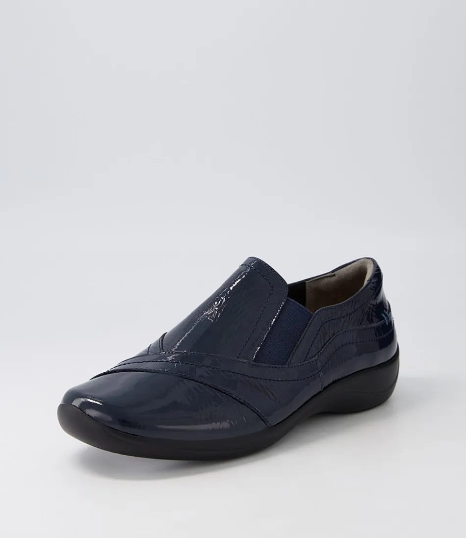 Women ZIERA Comfort<Java Xf Navy Patent Leather Flat Shoes