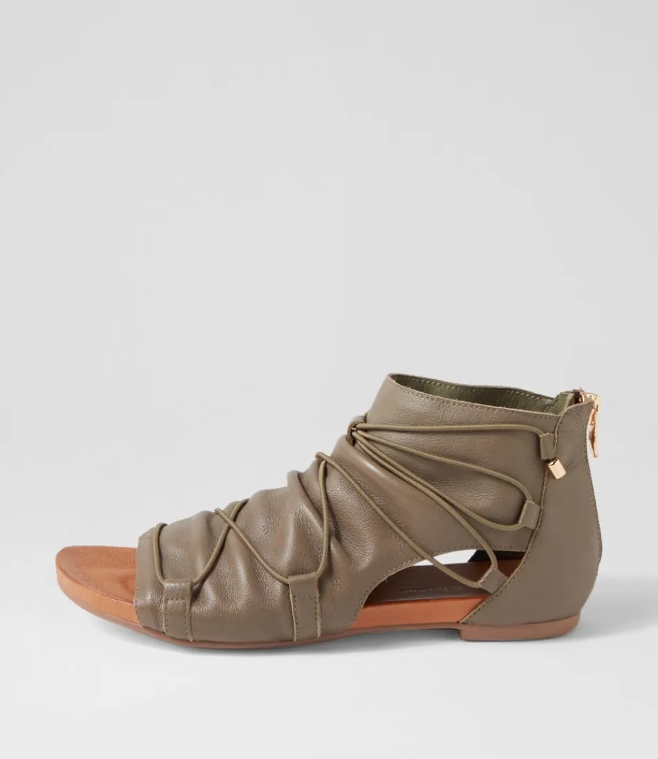 Women DJANGO & JULIETTE Flats<Javi Olive Leather Sandals