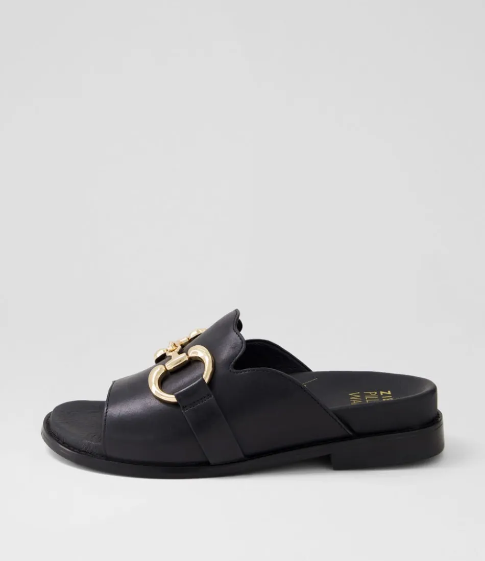 Women ZIERA Flats<Jekkela W Black Leather Slides