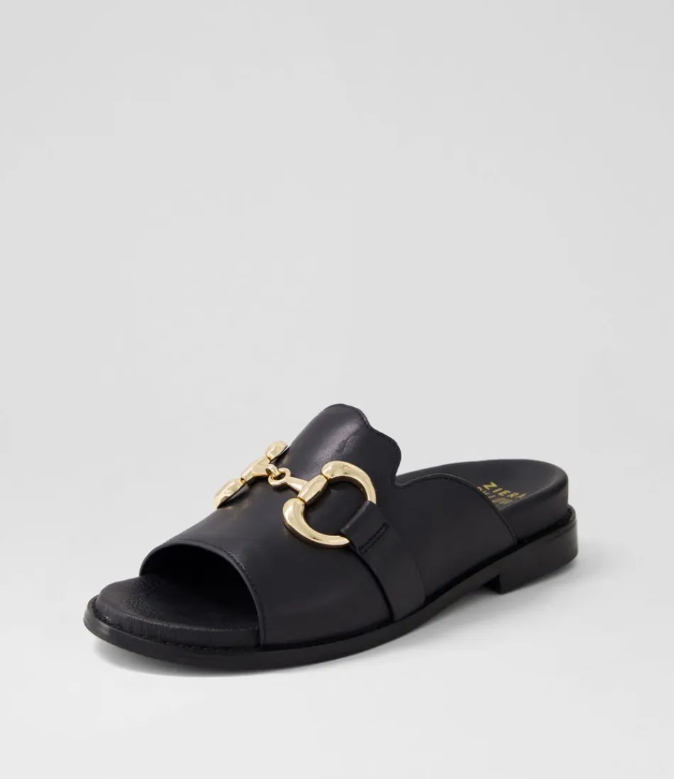 Women ZIERA Flats<Jekkela W Black Leather Slides