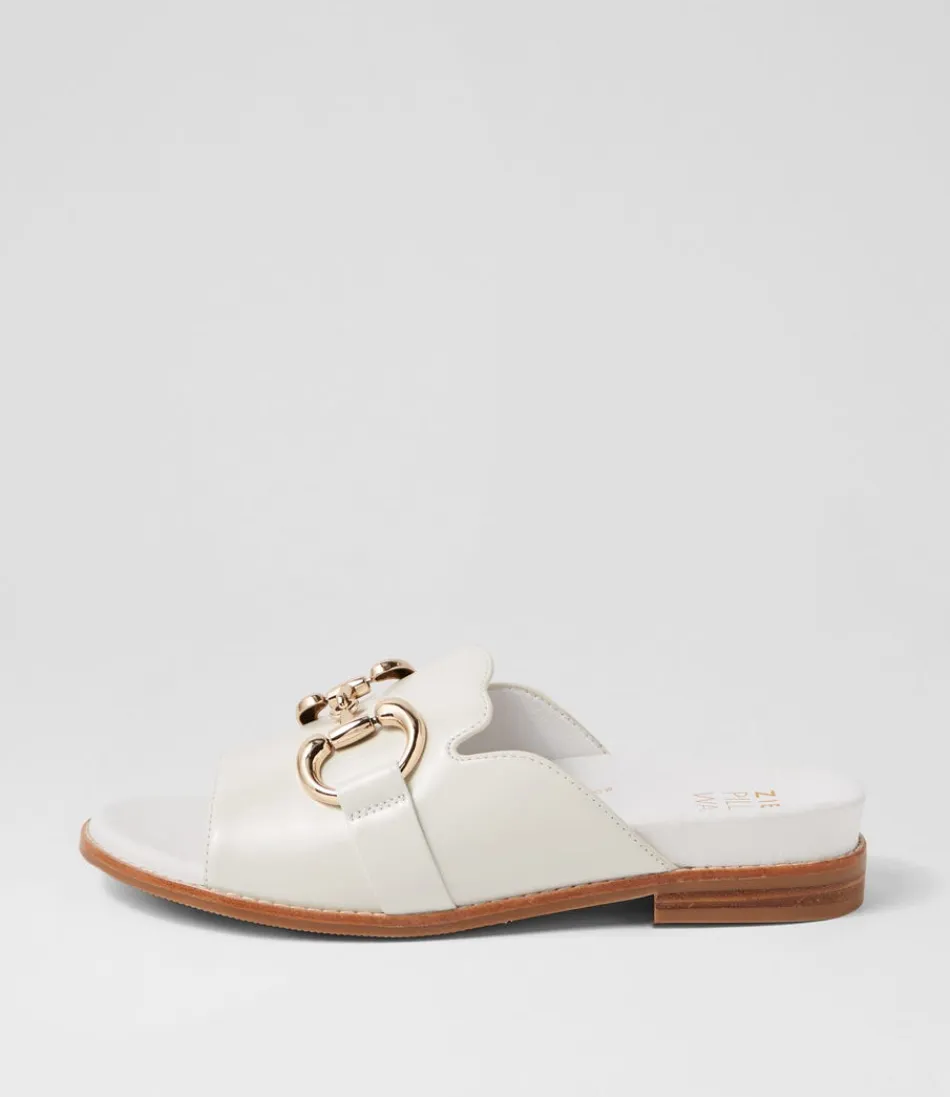 Women ZIERA Flats<Jekkela W White Leather Slides