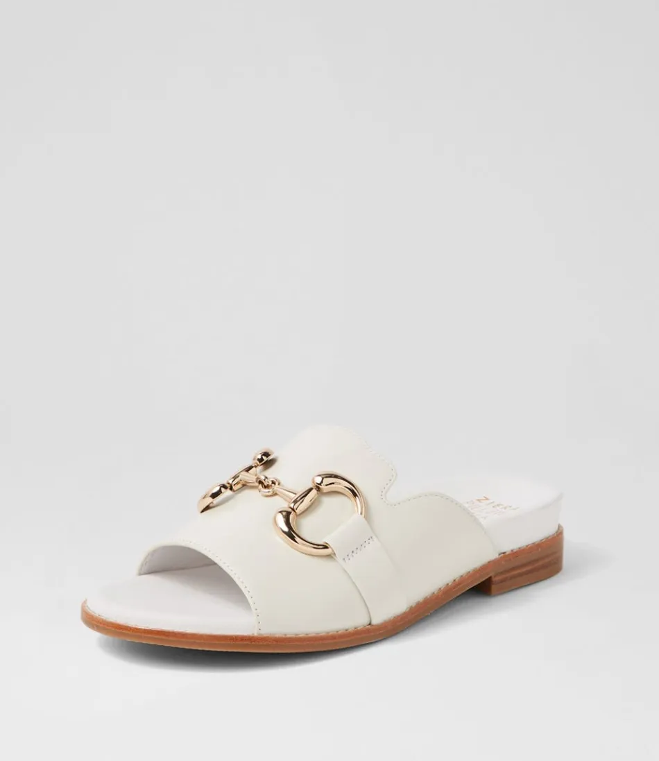 Women ZIERA Flats<Jekkela W White Leather Slides