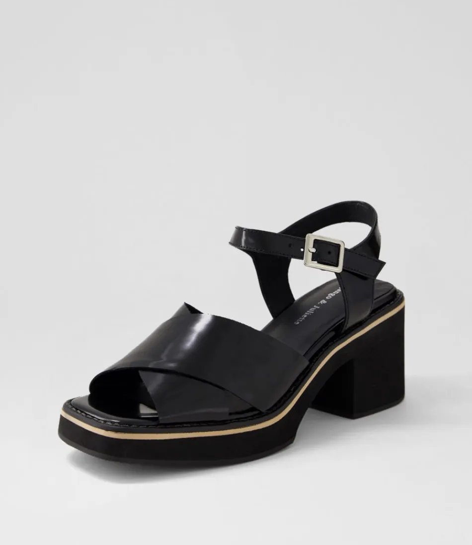 Women DJANGO & JULIETTE Heels<Jemi Black Box Leather Sandals