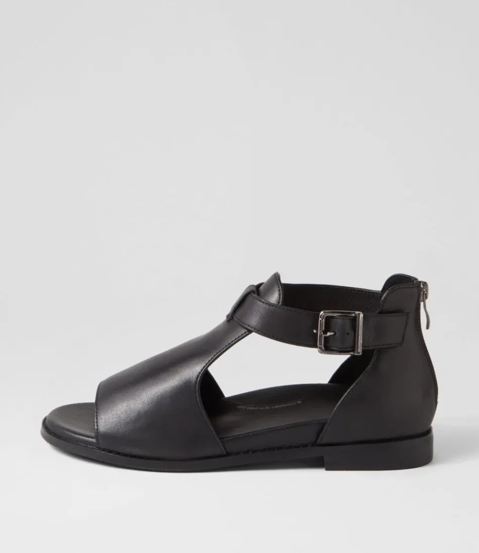 Women ZIERA Flats<Jeskie W Black Leather Sandals