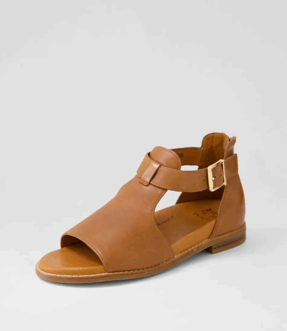 Women ZIERA Flats<Jeskie W Tan Leather Sandals