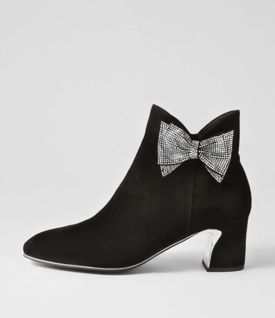 Women DJANGO & JULIETTE Boots<Jeya Black Silver Suede Jewels Ankle Boots