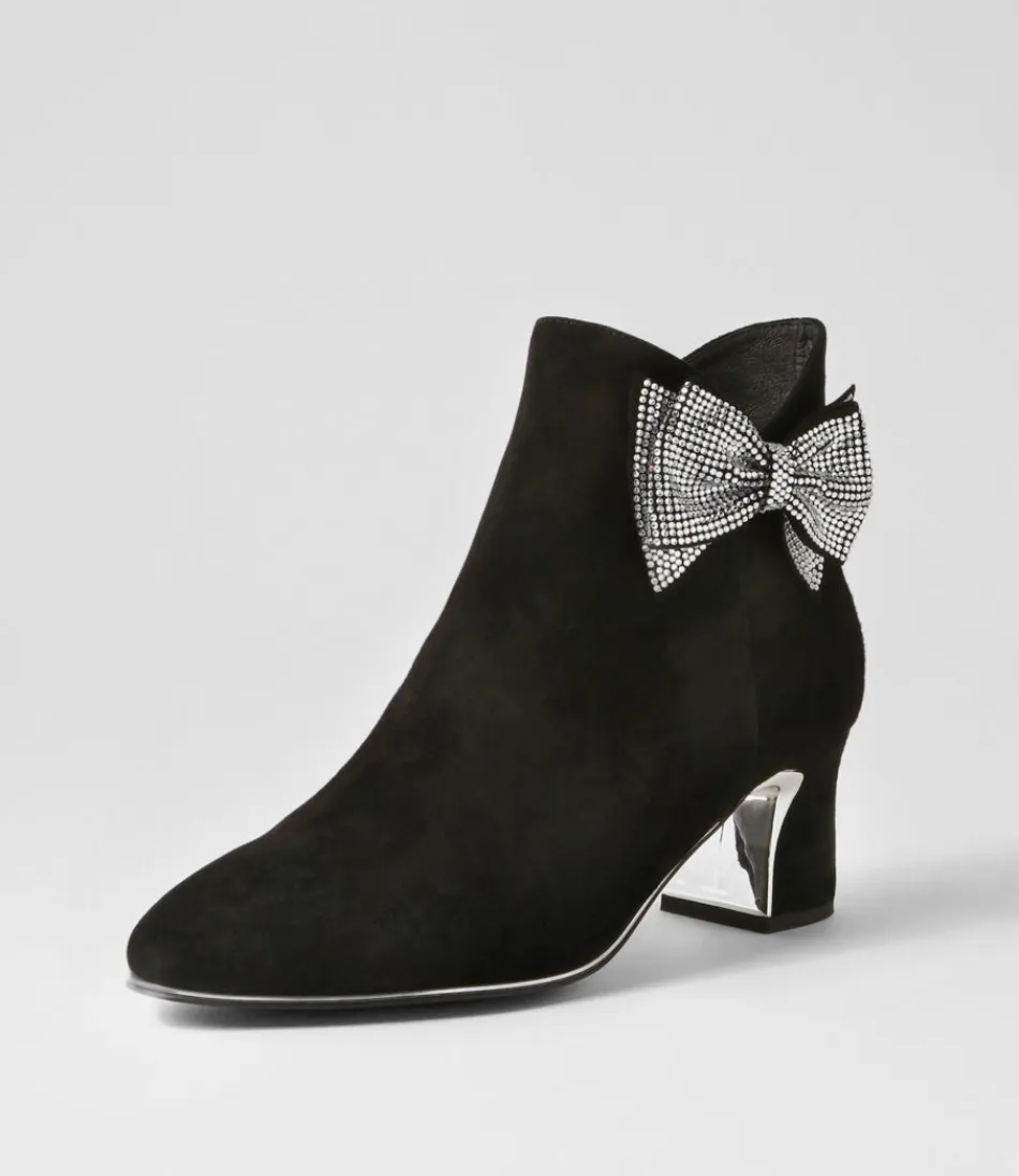 Women DJANGO & JULIETTE Boots<Jeya Black Silver Suede Jewels Ankle Boots