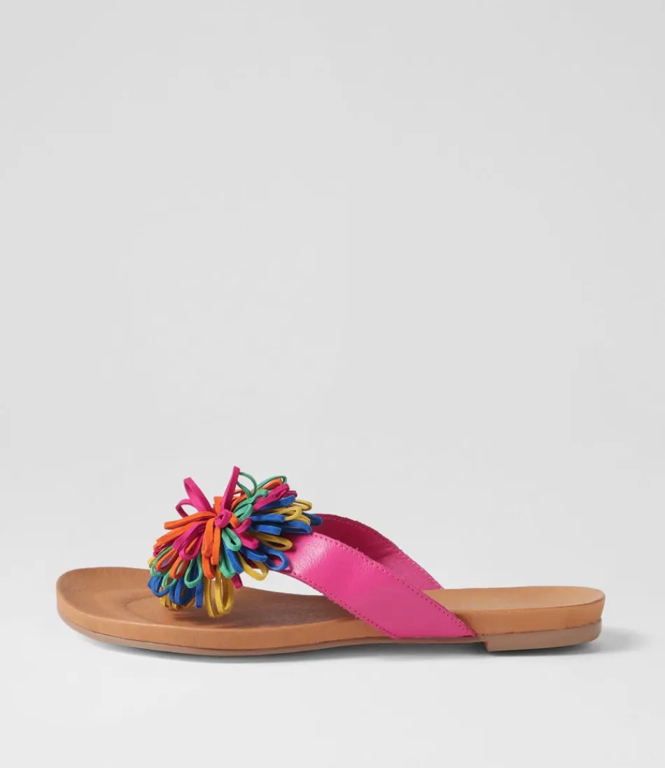 Women DJANGO & JULIETTE Flats<Jillee Fuchsia Bright Leather Thongs