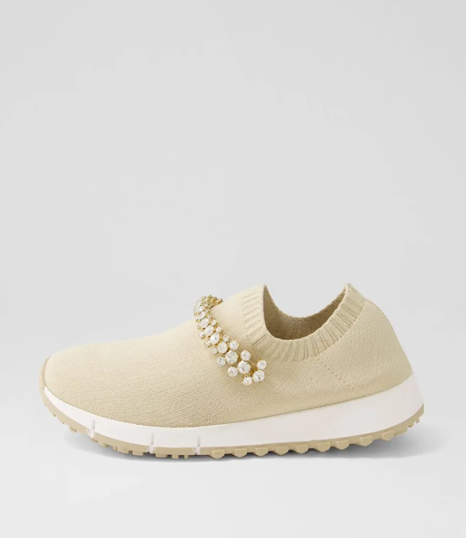 Women DJANGO & JULIETTE Sneakers<Jolo Sand Gold Trim Fabric Sneakers