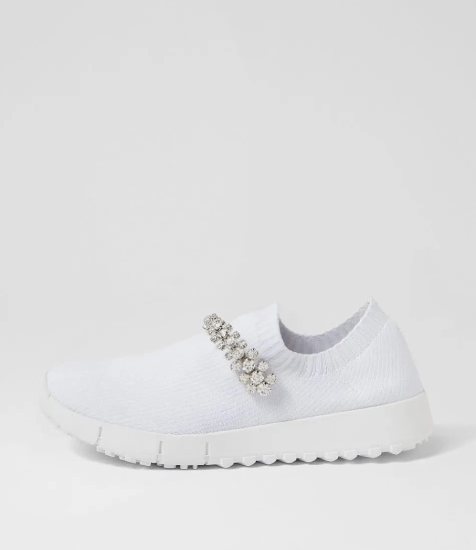 Women DJANGO & JULIETTE Sneakers<Jolo White Silver Trim Fabric Sneakers