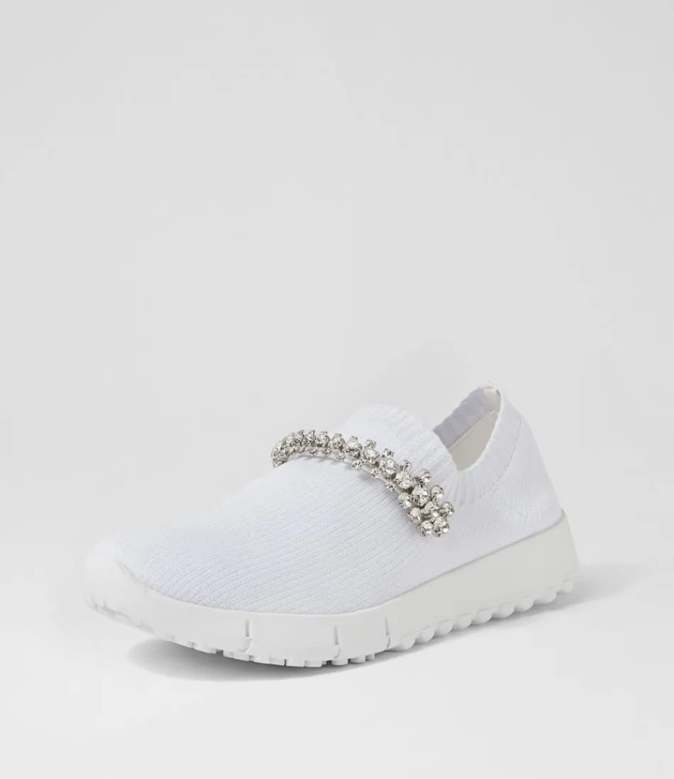 Women DJANGO & JULIETTE Sneakers<Jolo White Silver Trim Fabric Sneakers