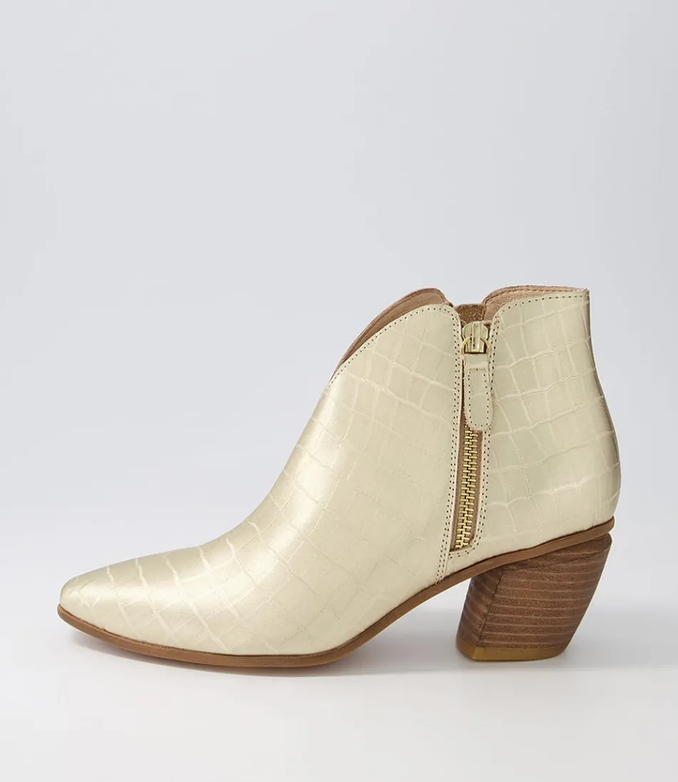 Women DJANGO & JULIETTE Boots<Josky Gold Croc Leather Ankle Boots