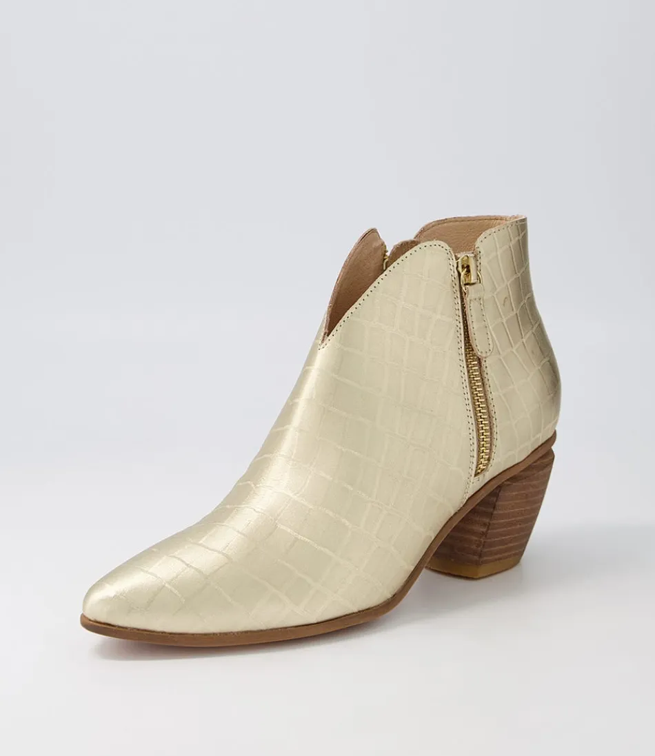 Women DJANGO & JULIETTE Boots<Josky Gold Croc Leather Ankle Boots