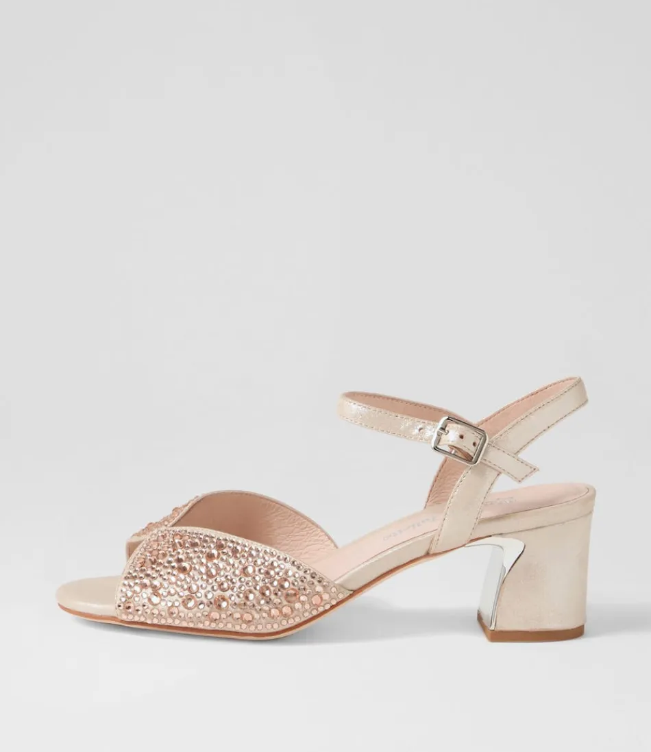 Women DJANGO & JULIETTE Heels<Juba Nude Shimmer Nude Leather Jewels Sandals