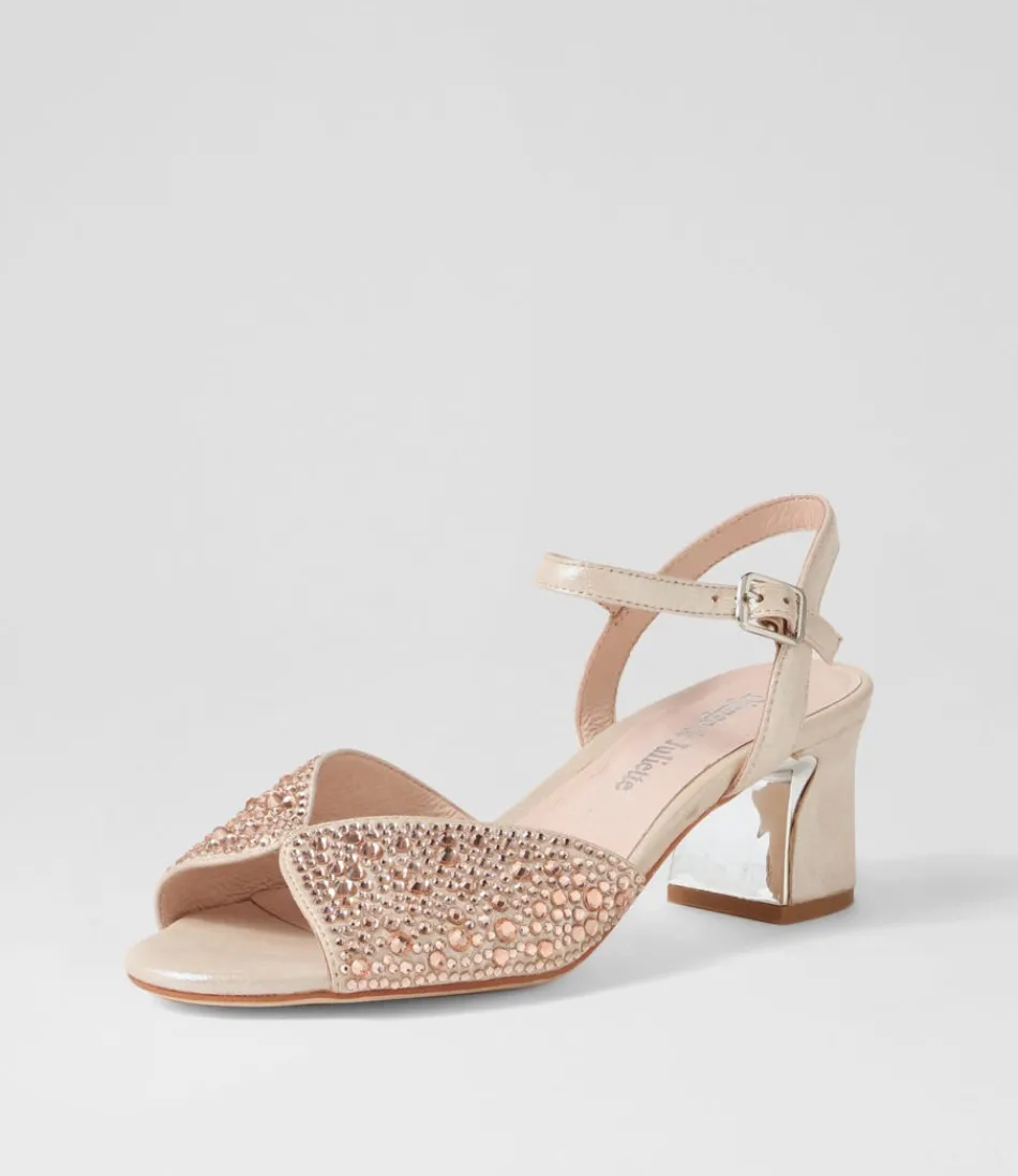 Women DJANGO & JULIETTE Heels<Juba Nude Shimmer Nude Leather Jewels Sandals