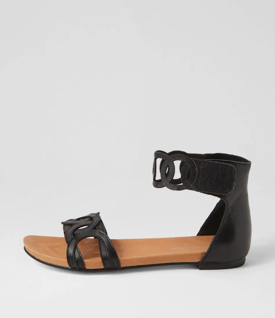 Women DJANGO & JULIETTE Flats<Jubu Black Leather Sandals