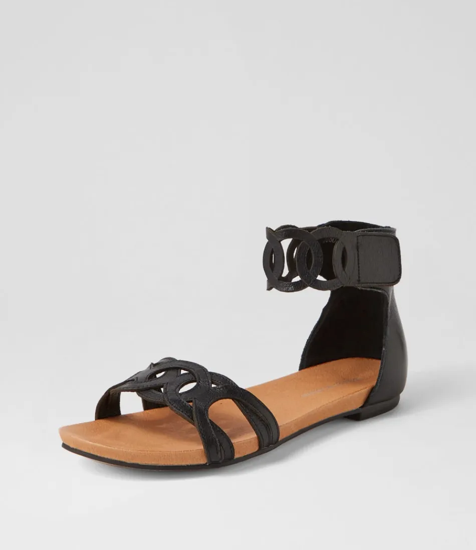 Women DJANGO & JULIETTE Flats<Jubu Black Leather Sandals