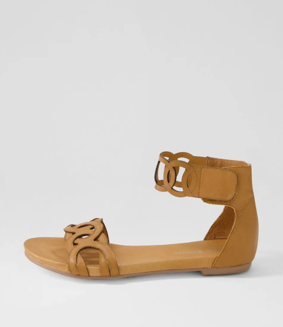 Women DJANGO & JULIETTE Flats<Jubu Dark Tan Leather Sandals