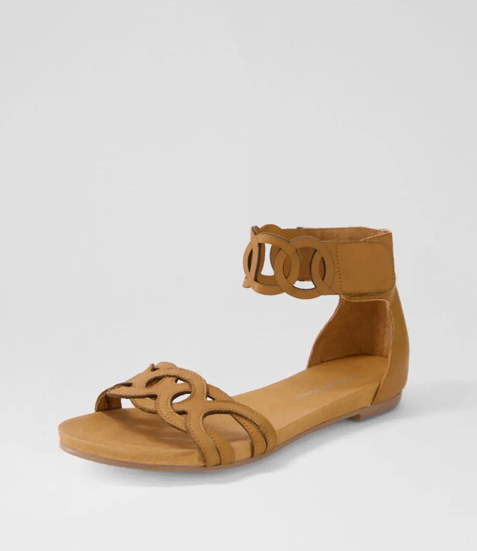 Women DJANGO & JULIETTE Flats<Jubu Dark Tan Leather Sandals