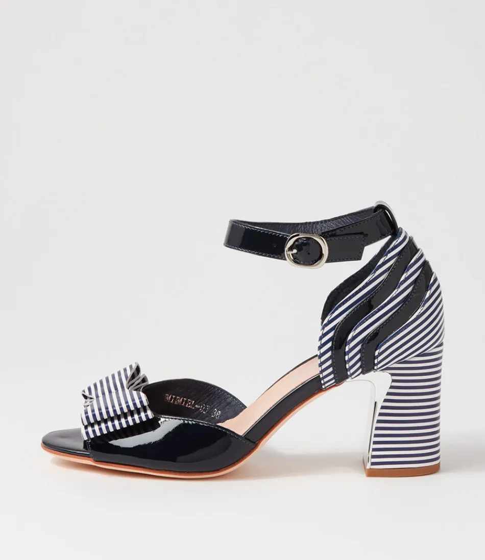 Women DJANGO & JULIETTE Heels<Kadmiel Navy Stripe Patent Leather Sandals