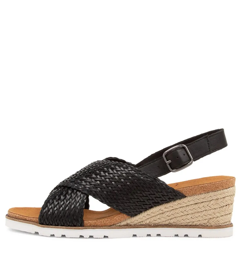 Women ZIERA Espadrilles<Kaeme W Black Weave Leather Sandals