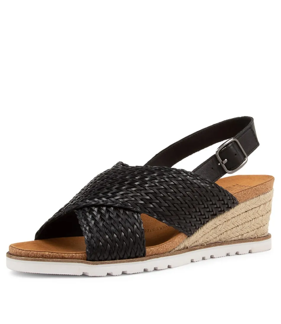 Women ZIERA Espadrilles<Kaeme W Black Weave Leather Sandals