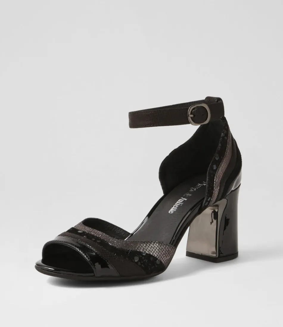 Women DJANGO & JULIETTE Heels<Kage Black Mix Suede Leather Sandals