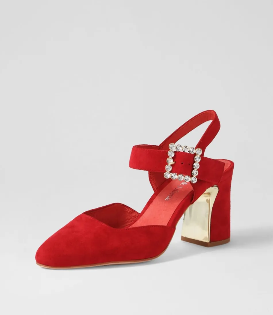 Women DJANGO & JULIETTE Heels<Kalsey Red Suede Heels