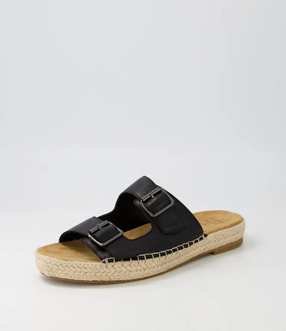 Women ZIERA Espadrilles<Kapila W Black Leather Espadrilles