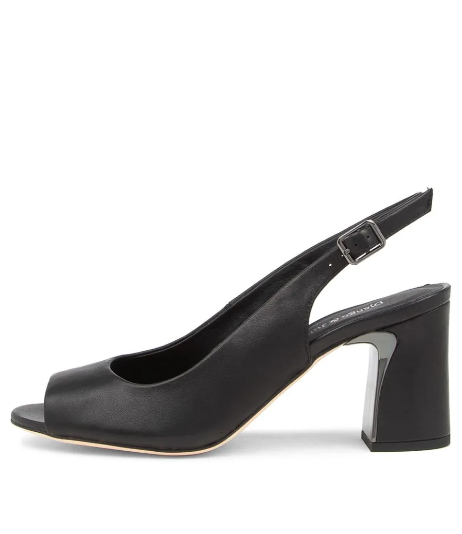 Women DJANGO & JULIETTE Heels<Kianna Black Leather Peep Toe Heels