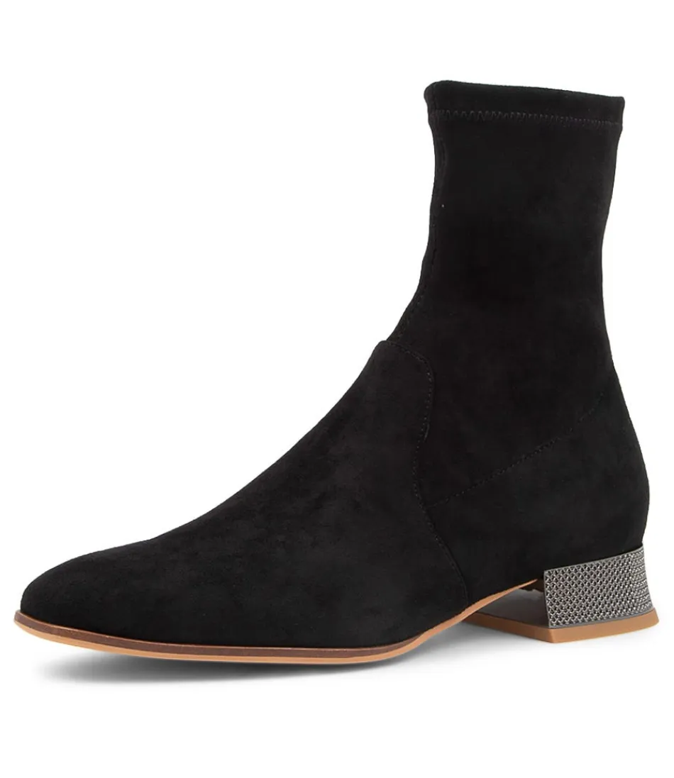 Women DJANGO & JULIETTE Boots<Klutch Black Pewter Microsuede Ankle Boots