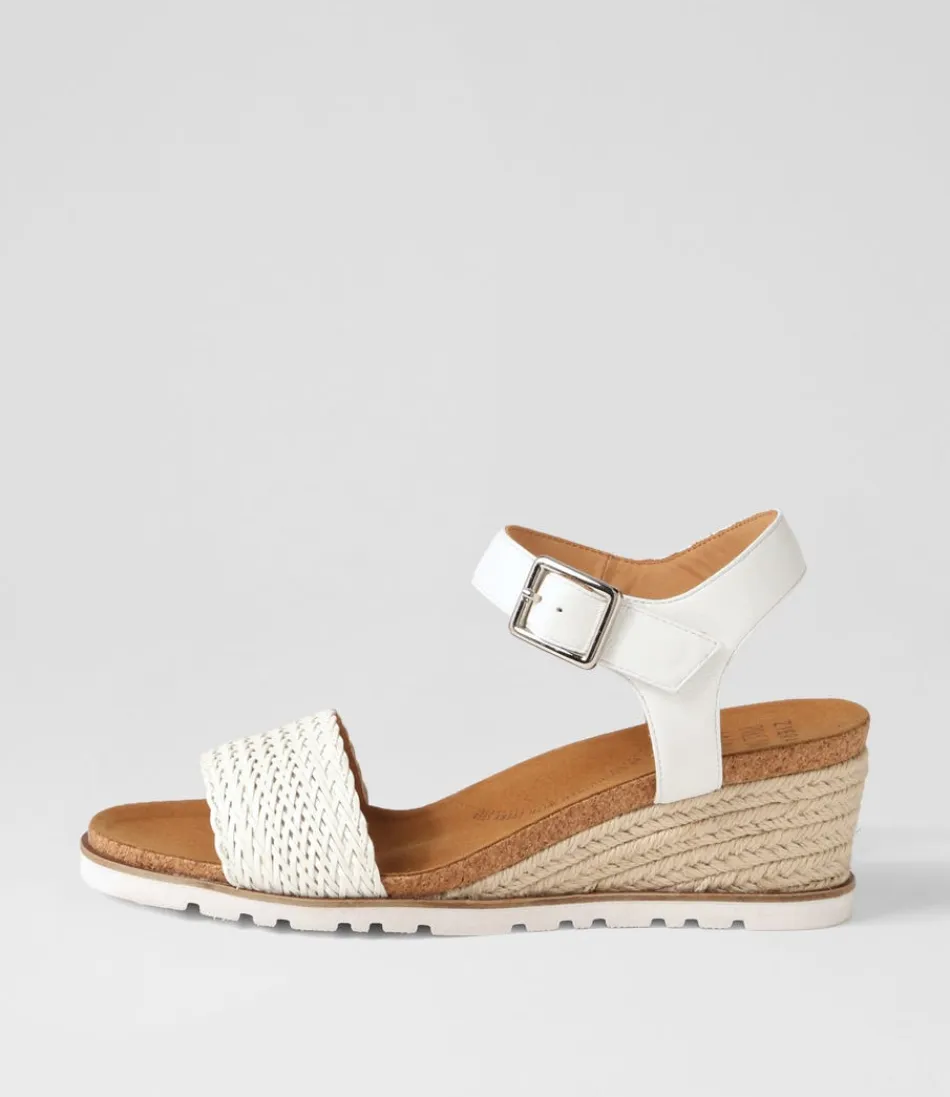 Women ZIERA Wedges<Konyise W White Weave Leather Sandals