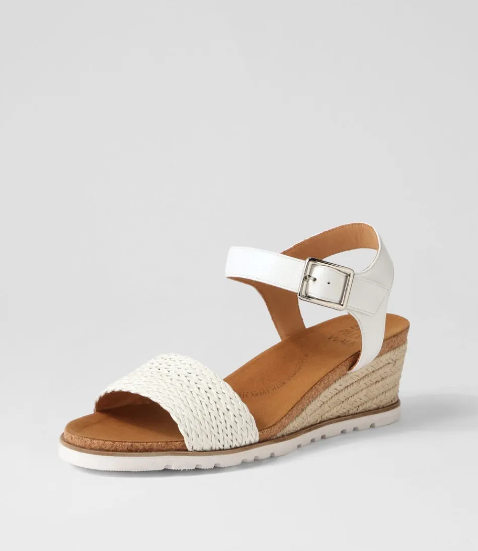 Women ZIERA Wedges<Konyise W White Weave Leather Sandals