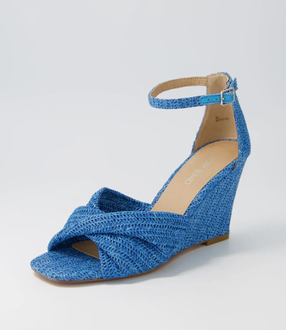 Women TOP END Espadrilles<Kotio Blue Syn Raffia Espadrilles