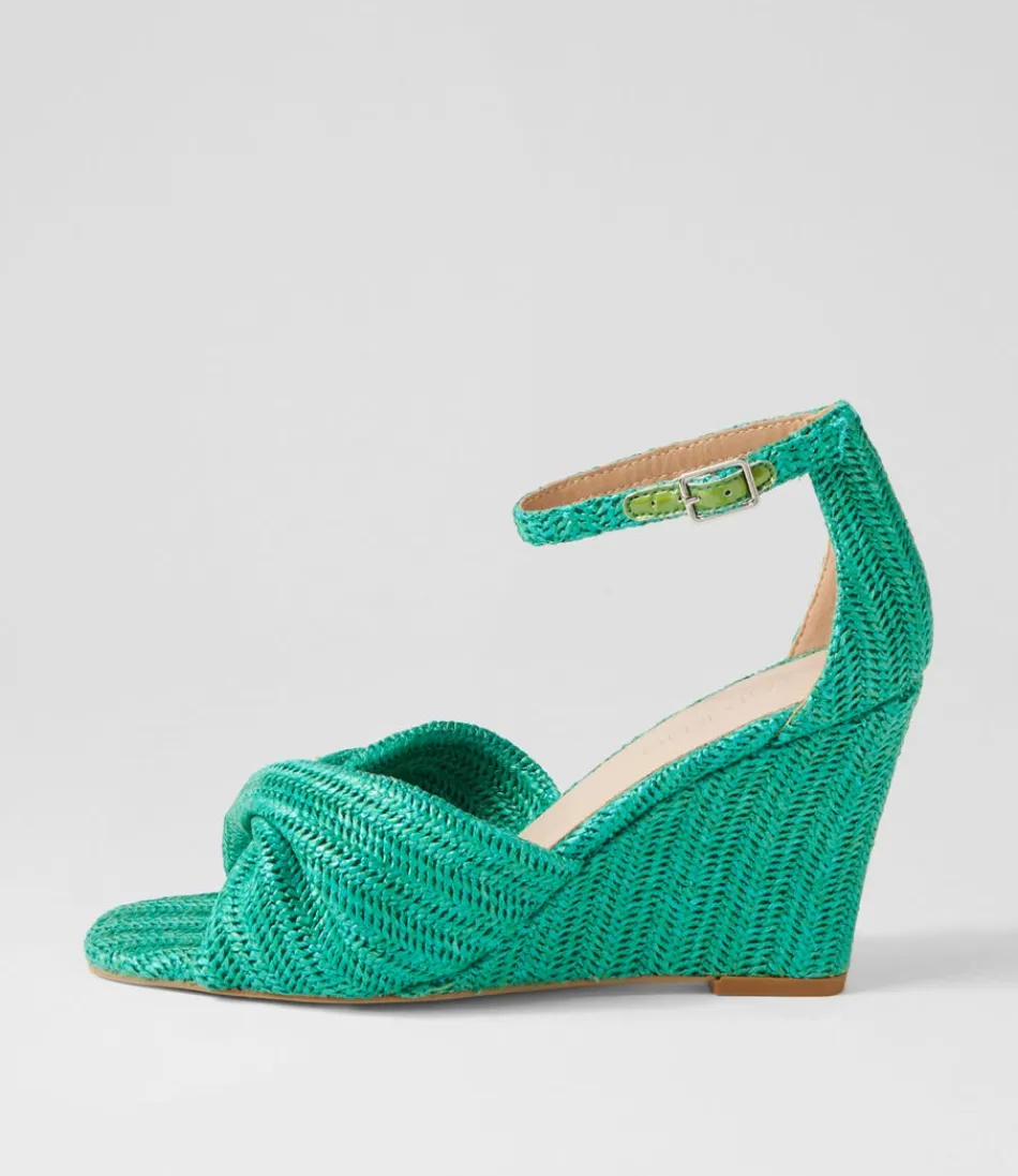 Women TOP END Espadrilles<Kotio Emerald Synthetic Raffia Espadrilles