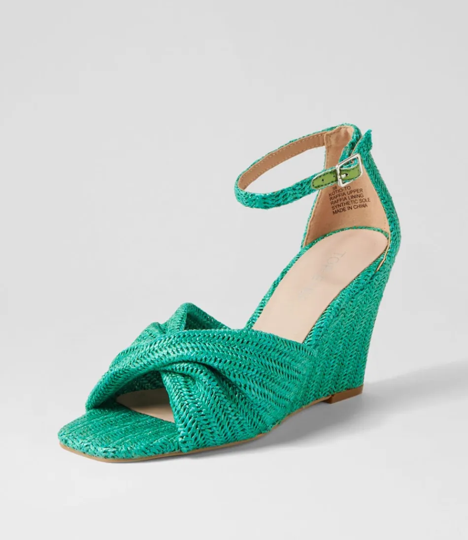 Women TOP END Espadrilles<Kotio Emerald Synthetic Raffia Espadrilles