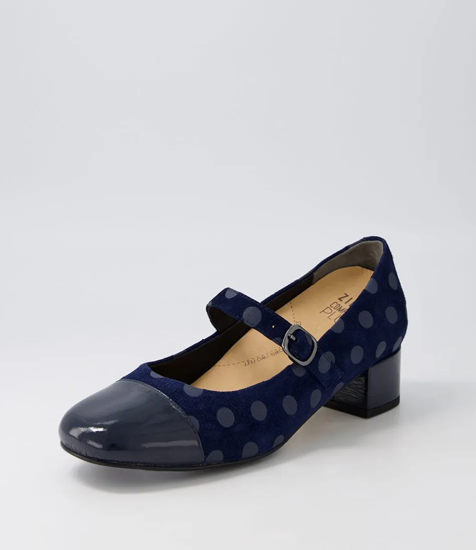 Women ZIERA Heels<Kowder W Navy Spot Patent Suede Heels