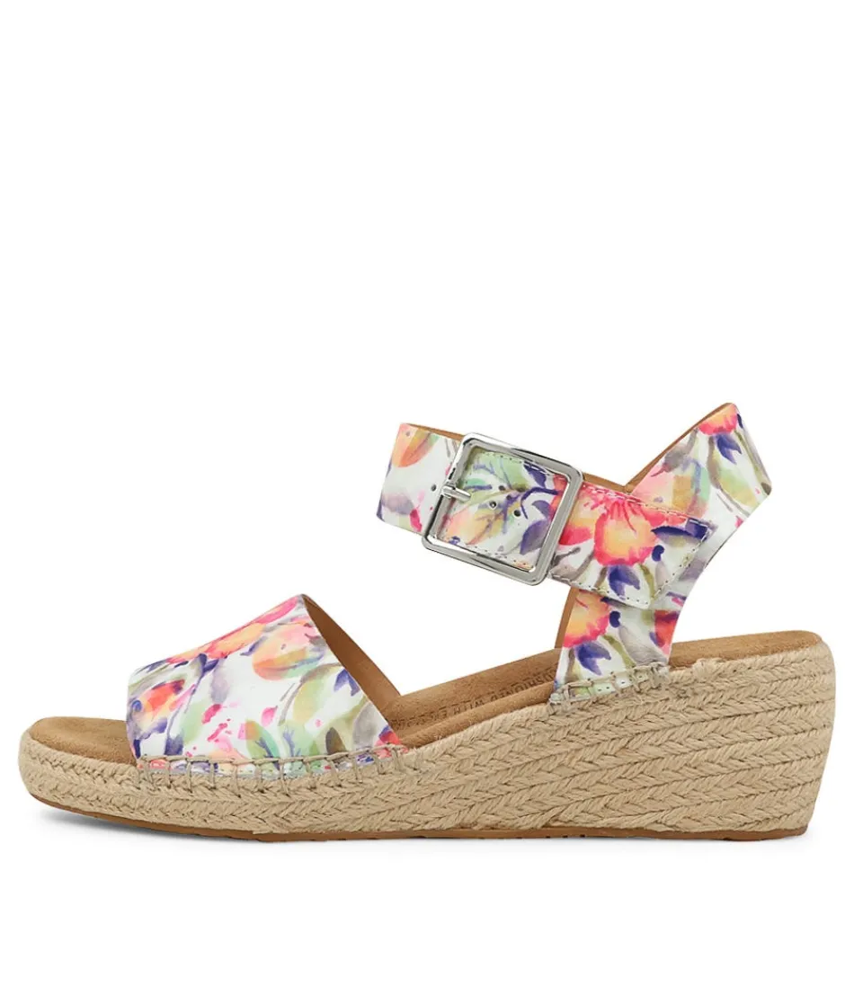 Women ZIERA Espadrilles<Kraig Xw Orange Floral Leather Sandals