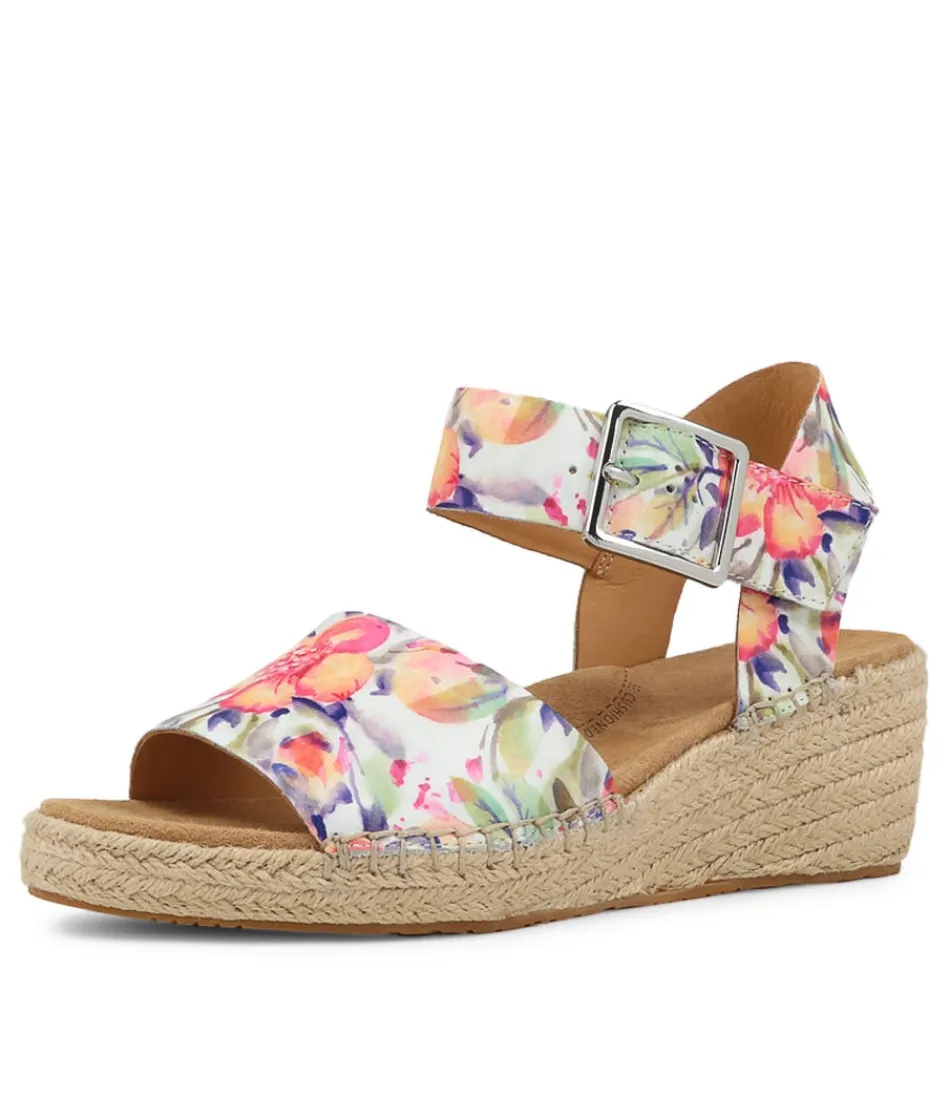 Women ZIERA Espadrilles<Kraig Xw Orange Floral Leather Sandals