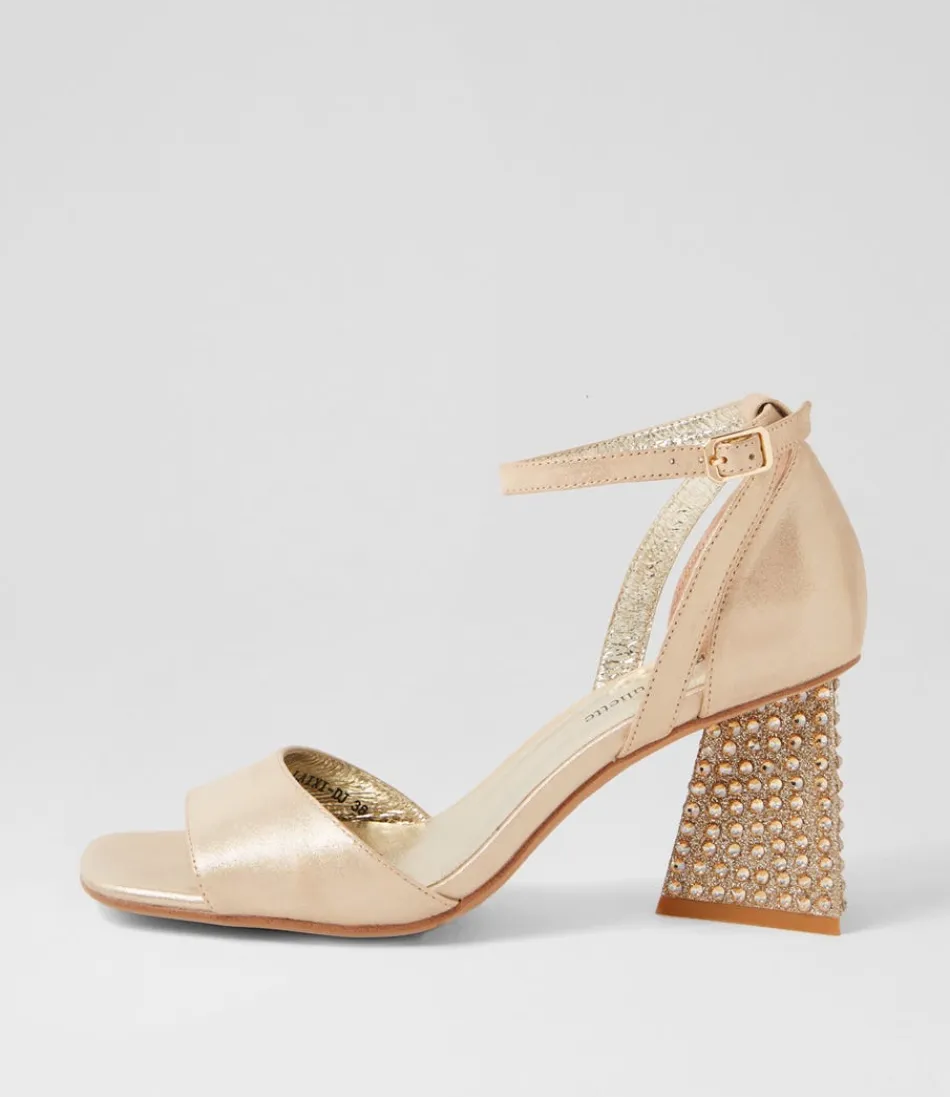 Women DJANGO & JULIETTE Heels<Laixi Gold Shimmer Leather Jewels Sandals