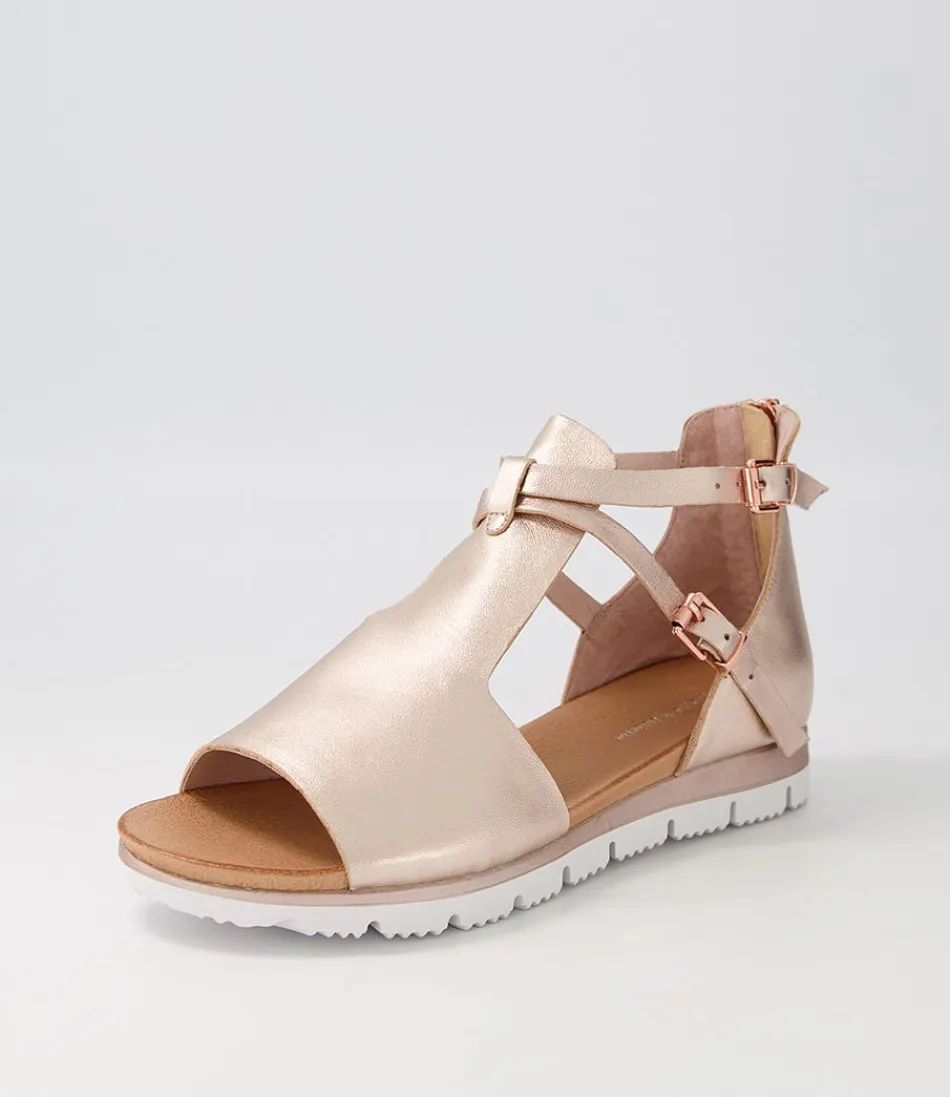 Women DJANGO & JULIETTE Wedges<Lakrisha Pale Rose Gold Leather Sandals